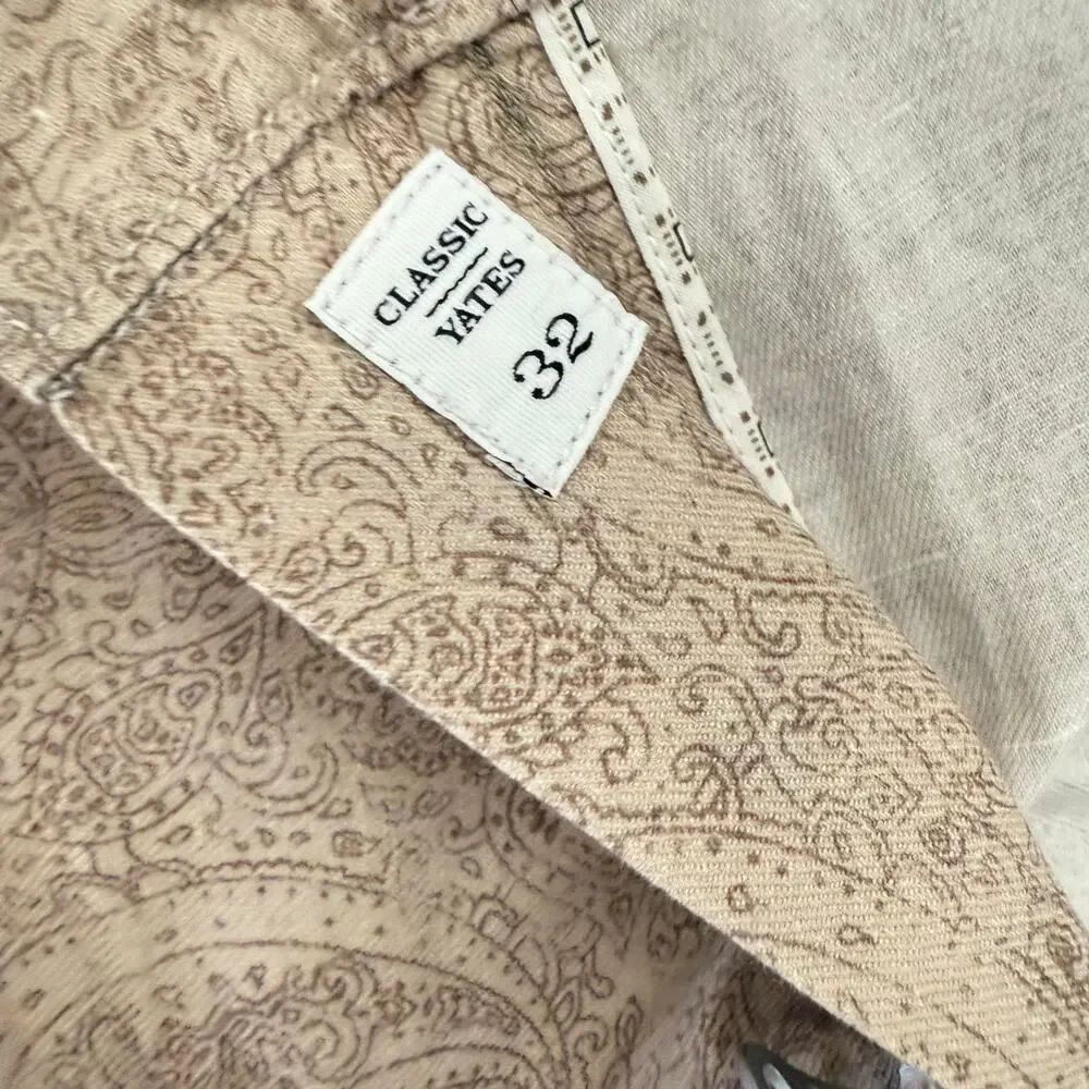 Robert Graham Men's Pants CORONADO Beige Brown Paisley !DISCOLORATION! 32